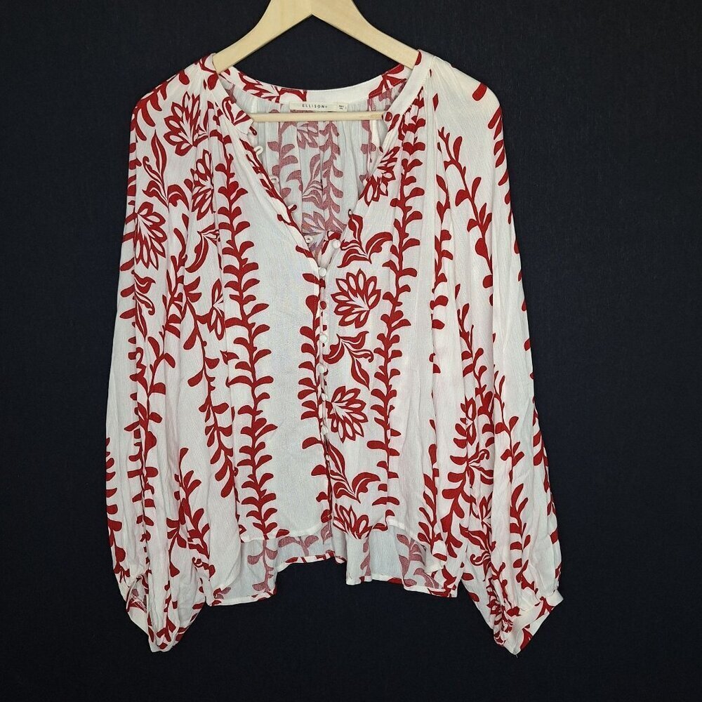 💙 Ellison Flowy Relaxed Fit Blouse Size L/XL Cottage Comfy Casual Loose Fit